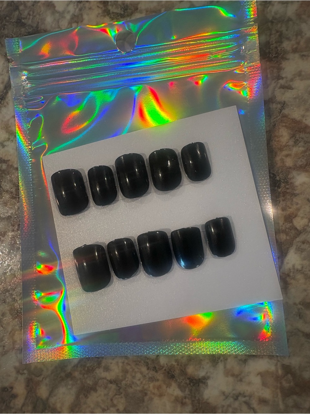 Glossy Black Press-On Nails Set